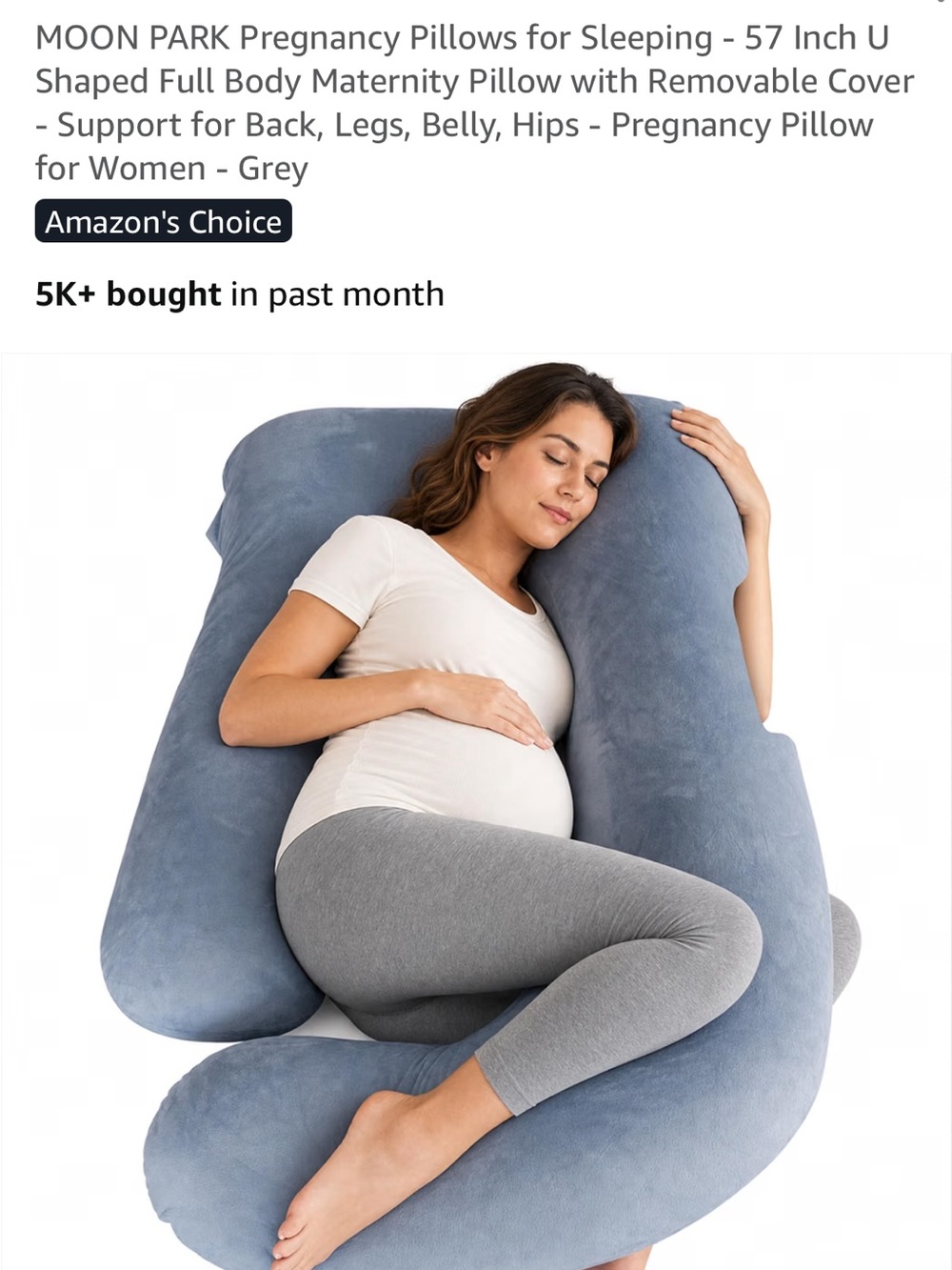 Gray pregnancy pillow